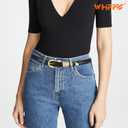 WHIPPY Women Skinny Leather Belt for Jeans Pants Dresses Ladies Fashion Waist Belt with Shiny Gold Buckle (Black)