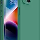 Miracase Designed for iPhone 14 Case with Screen Protector,[Upgraded Enhanced Camera Protection],Shockproof Liquid Silicone Case with Microfiber Lining, 6.1 inch,Acacia Green