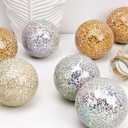 Decoration Mosaic Glass Ball 3.35 Inch Orbs Centerpiece Crack Sphere Balls 3pcs Rose Gold Silver Mix Color Bowls Fillers Home Office Table Christmas Ornament