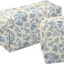 LLDXMWE Floral Makeup Bag Set for Women Girls Cosmetic Travel Toiletry Bag