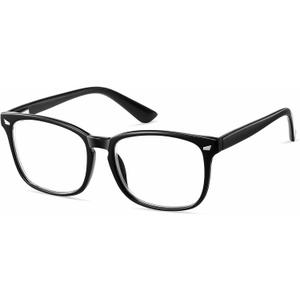 Nearsighted Myopia Glasses for Men Women, Blue Light Distance Glasses with Spring Hinge (Black)