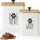 PERFNIQUE Dog Treat Container, Airtight Dog Treat Jar Set of 2, Dog Cookie Jar for kitchen Counter, Pet Treat Container, Dog Treat Canister and Storage, 7.8x6.2 & 7.3x5.5(White)