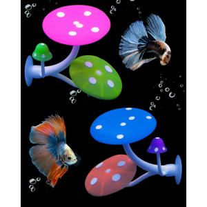 Uniclife Betta Mushroom Hammock Soft Aquarium Rest Bed Fish Breeding Playing Pad with Suction Cup Silicone Ornament Decoration Colorful Lifelike Decor for Fish Tank Landscape, 2 Pack (Pink&Blue)
