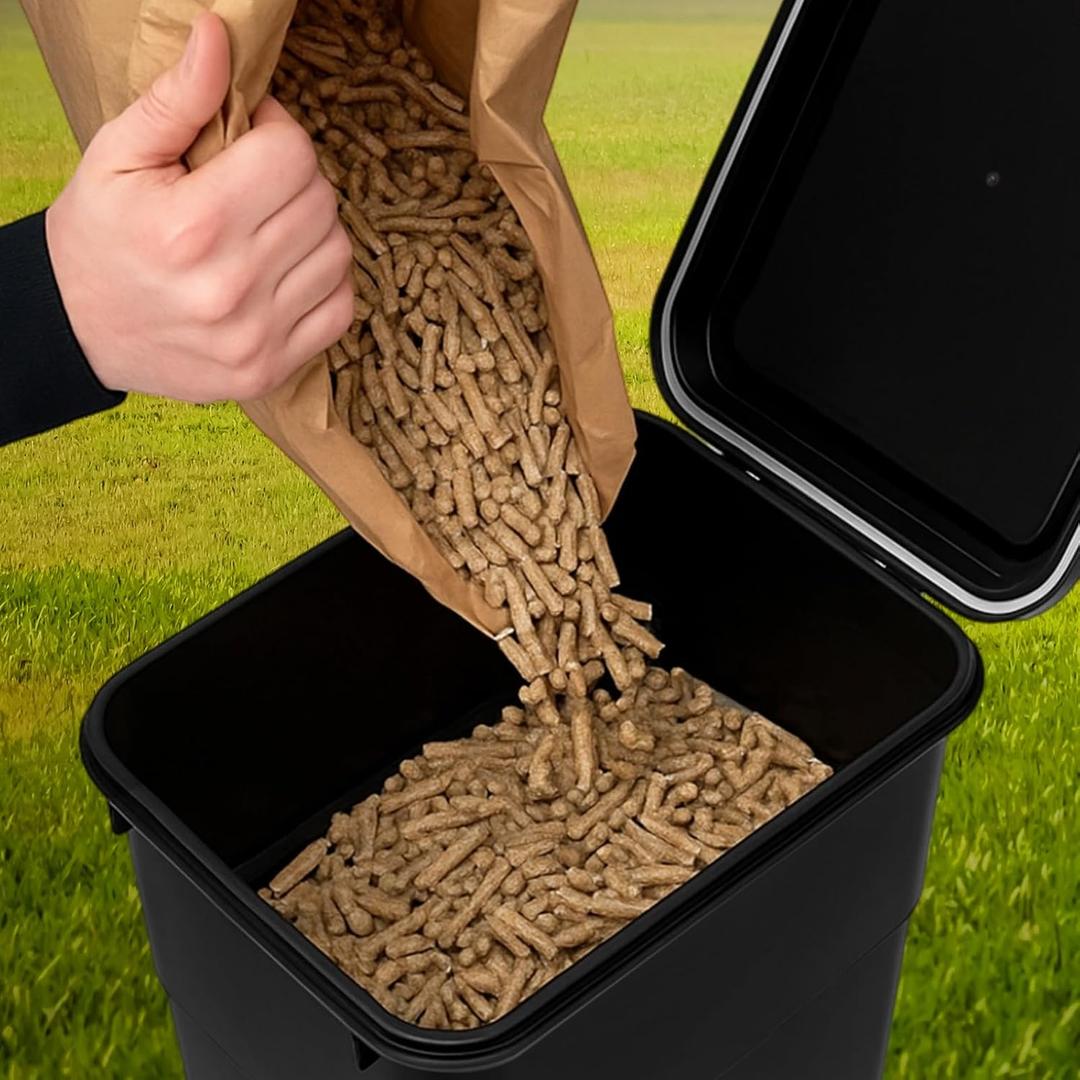 Maxdot 1 Set 22lb Dry Pellet Storage Bin Kit with Scoops and Labels | Grill Accessories, Wood Pellet Storage Containers with Flavor Stickers, Airtight for Grill Pellets
