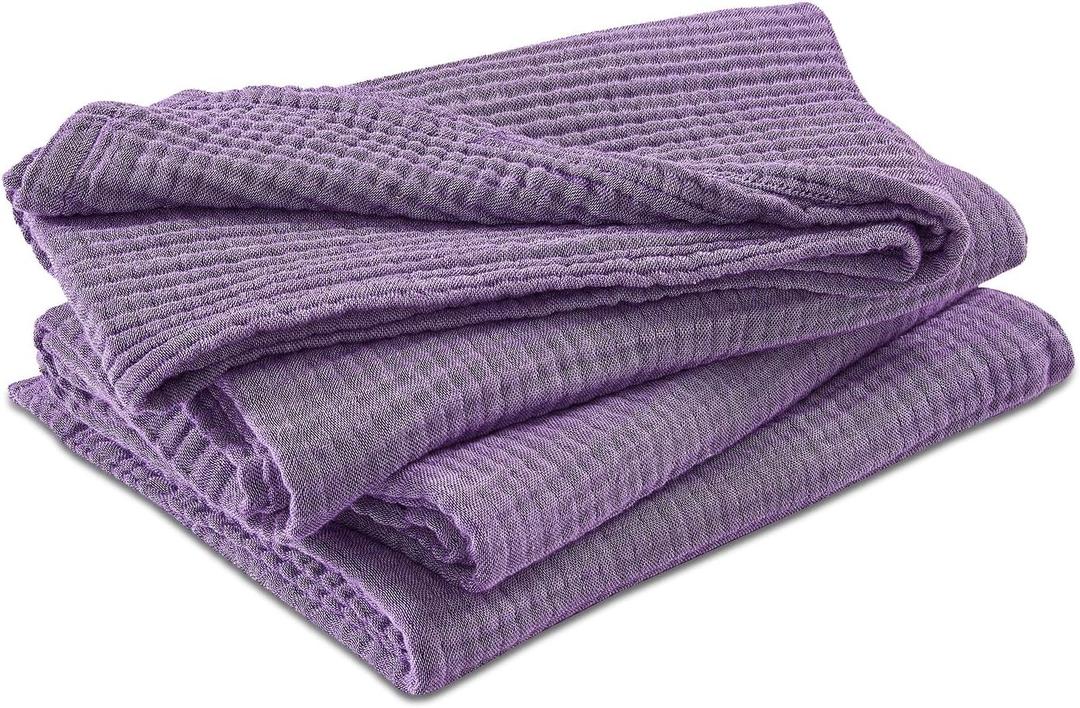 EMME Cotton Muslin Large Throw Blanket Couch Breathable Gauze Blanket Soft Lightweight Bed Blankets Adults (Purple, 50"x70")