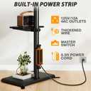 TVON Floor TV Stand with Power Outlet, TV Mount Stand for 32-60 inch TVs up to 88 lbs, Swivel TV Stand Mount with Height Adjustment and Safety Wood Base for Office, Corner, Max VESA 400x400mm