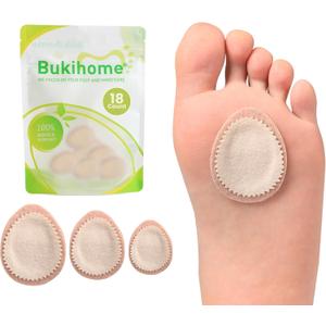 Bukihome Extra Thick Callus Remover,Felt Callus Pads,Protect Calluses from Rubbing on ShoesReduce Foot and Heel PainSelf-Stick Pedi CushionsPack of 18,Multi-Size