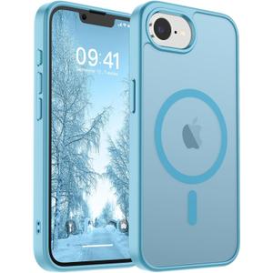 SUPFINE Magnetic for iPhone 16e Case 2025 (Compatible with MagSafe) (Military Grade Drop Protection) Slim Translucent Matte Shockproof with Anti-Fingerprint Phone Case,Light Blue