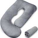 Pregnancy Pillow Cover J-shaped Replacement Pillowcase(Cover Only), Soft Full Body Pillow Case for Maternity Pillows, Provides Sleep and Pregnancy Support, 100% Velvet with Zipper, Universal Fit, Grey