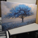 Glvzygy Blue Tree of Life Wall Art Abstract Modern Artwork Canvas Painting Textured Tree Pictures Wall Decor Home Decor Wall Ready to Hang for Bedroom Living Room Size 29"x58"