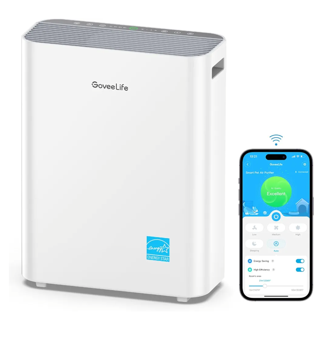 GoveeLife Smart Air Purifiers for Home Large Room, Air Purifiers for Pets with PM2.5 Sensor, Washable Pre-Filter for Pet Hair Lint, 24dB Large Air Purifier with App Control GoveeLife Smart Air Purifiers for Home Large Room, Air Purifiers for Pets with PM2.5 Sensor, Washable Pre-Filter for Pet Hair Lint, 24dB Large Air Purifier with App Control