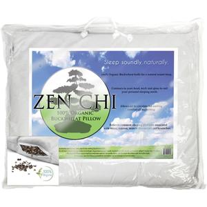 ZEN CHI Organic Queen Size Buckwheat Pillow for Sleeping (20X30)- Natural Cooling Technology, All Cotton Cover w Organic Buckwheat Hulls Comfortable Sleep, Naturally Adjusts to Head