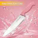 Knife Set, 6-Piece Kitchen Knife Set, German High Carbon Stainless Steel, Durable & Easy Clean Knife Block, Peach Pink