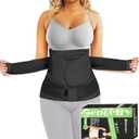 3 in 1 Postpartum Belly Band Wrap Support Recovery Girdles Abdominer Binder Post Surgery Belly&Waist&Pelvis Support Belt & Back Brace(Black, Small/Medium)