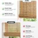 UNISHADES No Drill Cordless Bamboo Roman Shades, Light Filtering Woven Natural Bamboo Window Covering, Easy Install Roman Style Shade, for Window Size 20" W × 64" H - Alternate Teak