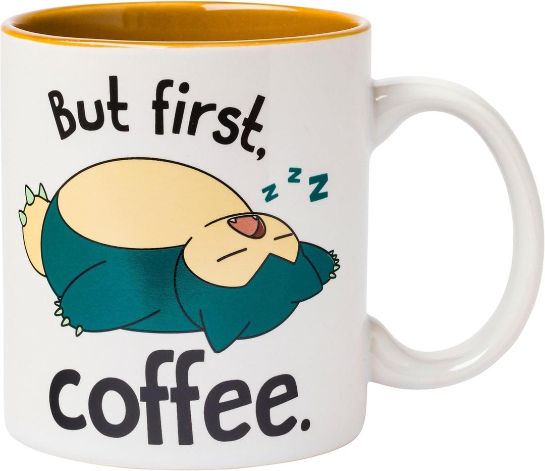 Silver Buffalo Pokemon Snorlax But First Coffee Ceramic Mug, 20 Ounces