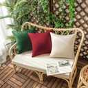 Set of 2 Burgundy Throw Pillow Covers Decorative Farmhouse Linen Pillowcases Solid Cushion Cases for Outdoor Bedroom Living Room Sofa Chairs 16x16 inch