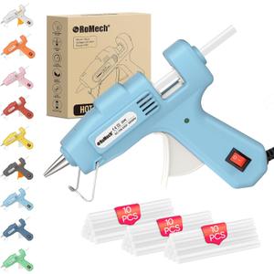 ROMECH 20W Mini Hot Glue with 30 Glue Sticks Set, Fast Preheating Hot Glue Kit Heavy Duty Glue for Craft, DIY, Repairs (Cyan)