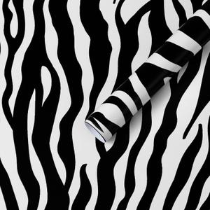 Zebra Peel and Stick Wallpaper Geometric Wall Paper Black and White Zebra Contact Paper for Bedroom Waterproof Removable Shelf Liner Decal Vinyl Roll 17.3"78.7"
