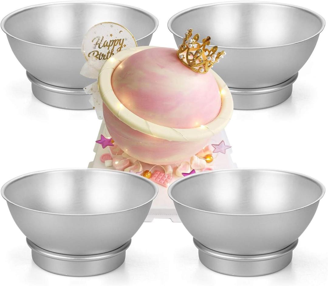 Hedume Set of 8 Cake Sphere Pan, 6.5 Inches 3D Sports Ball Cake Pan to Create Any Ball Shaped Cake, Includes 4 Semicircles and 4 Chassis