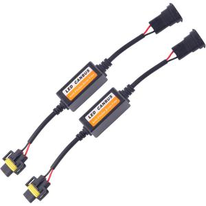 H11 H8 H9 CANbus Decoder, Plug-and-Play Anti Flicker Harness Adapter for LED Headlight Conversion Kit, Error Code Canceler for Turn Signal & Fog Lights (2-Pack)