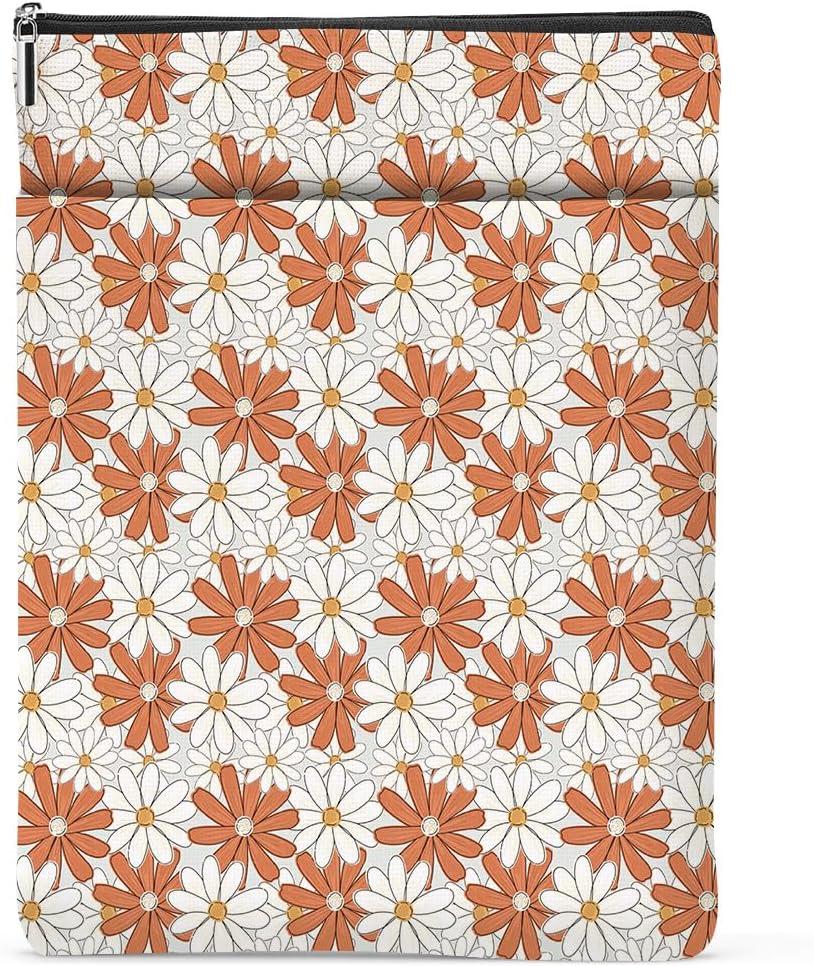 2 x Book Lovers Book Sleeve, Book Accessories Bookish Gifts Book Gifts Friendship Christmas Birthday Gifts for Women Floral Lovers Mom Coworker, Aesthetic Book Pouch Book Protector, Retro Daisy Flowers