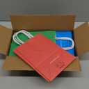 RACETOP 32 Pack Small Paper Gift Bags with Handles, 5.8"3.2"8.25" Kraft Paper Party Favor Bags Bulk for Kids Birthday, Baby Shower, Crafts, Wedding, Party Supplies (8 Colors) (Green)