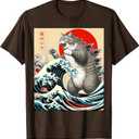 Catzilla Cat Japanese Art Funny Gifts for Men Women Boy Kids T-Shirt, S