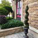 48'' Spiral Artificial Topiaries Trees Outdoor Front Door Decor Set of 2