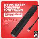 32" W Power Tool Storage Organizer Wall Mount with Charging Station Built in 8 Outlet Power Strip Large 8 Drill Holder Heavy Duty Power Tool Storage Rack Tool Shelf for Garage Organization Black