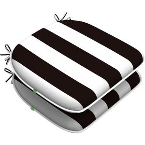 LVTXIII Outdoor Chair Cushions Set of 2, Patio Seat Cushions D16xW17 Inch with Ties for Patio Furniture Chairs Home Garden Use, Cabana Black