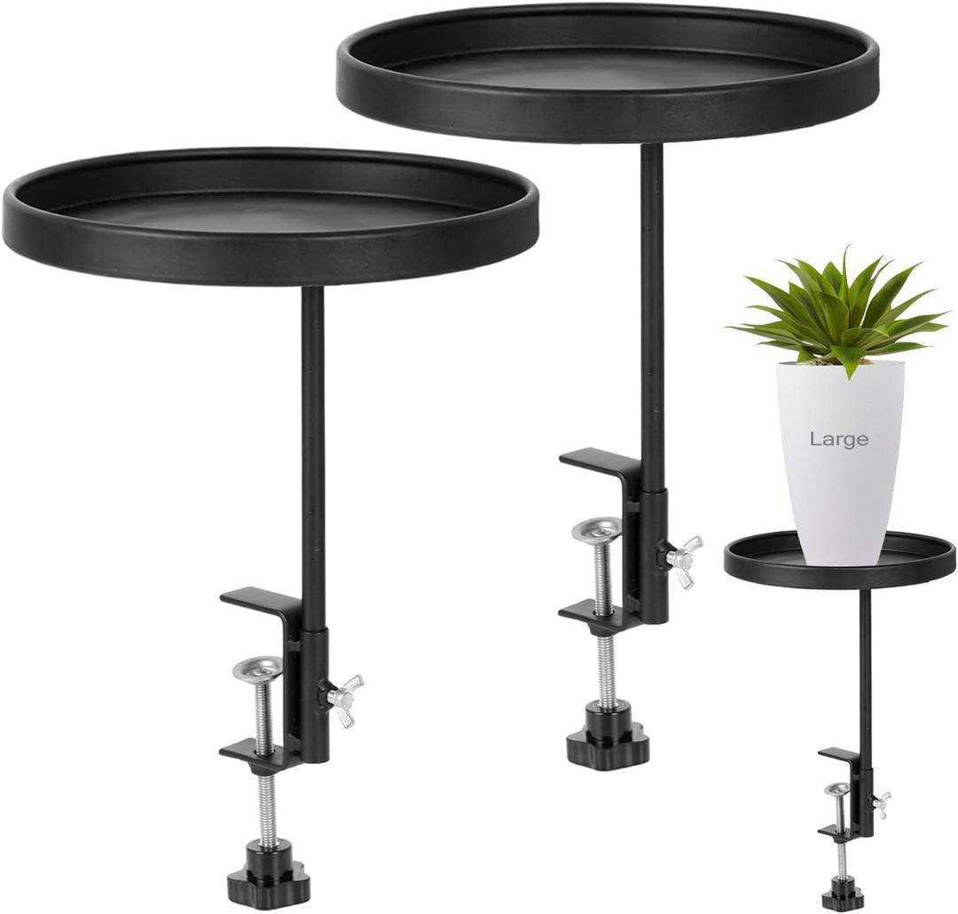 AQQHSAIN 2 Pcs Windowsill Clamp Tray Adjustable Metal Window Plant Shelves Stand Holder 7.9inch Window Planter Floating Shelves Windowsill Extension Tray for Indoor Plants Home Display Decor (Black)
