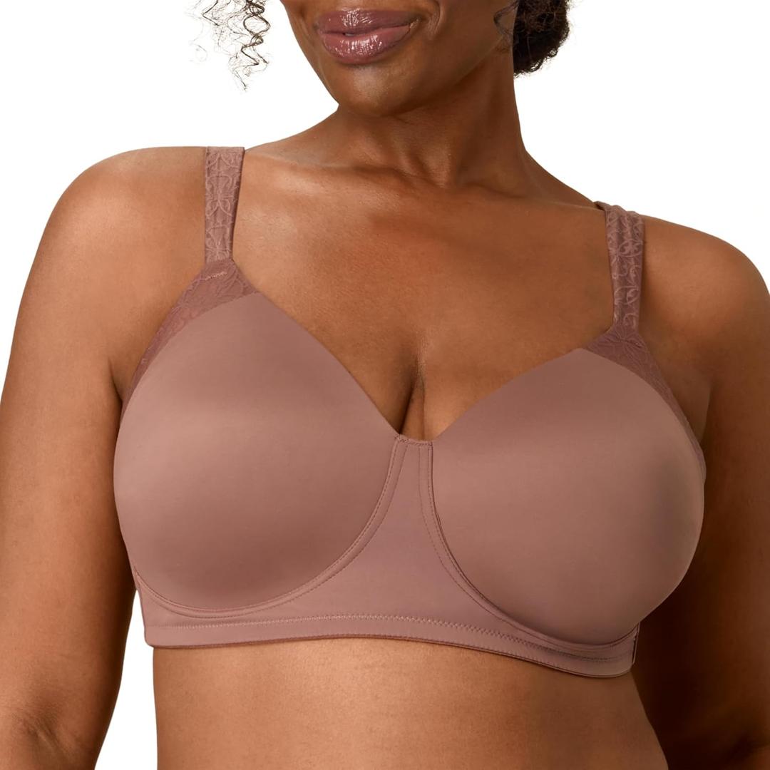 Playtex Women's Wireless Bra,T-Shirt Bras, Full Coverage, Moisture-Wicking, 4750 (Brown) 42D