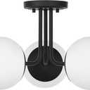 3 Light Semi Flush Mount Ceiling Light Fixture, Modern Globe Chandelier, Sputnik Farmhouse Lighting for Kitchen Bedroom Bathroom Living Room Corridor Laundry Room Bar (Matte Black)