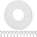 White Curtain Wire 5 Meter Wall Decor Picture Hanging Kit with 6 Pairs of Screw Eyes and Hooks for Net Curtain Rods Clothesline Hanging Decor