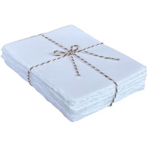 Handmade Deckle Edge Blank Paper - Mixed Media Loose Leaf Paper for Postcards, Invitations, Crafts and Announcements - White Color - Package of 50 - Thick 150 GSM - 5 x 7