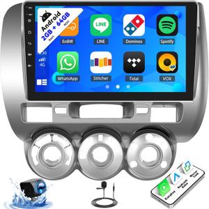 SIXTOP [2+64G] Android Car Stereo for Honda Fit 2002-2007 with Carplay Android Auto Mirror Link Change Theme 9 inch Touchscreen FM RDS EQ Bluetooth WiFi GPS+Camera & MIC