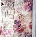 160 Sheets Vintage Flower Scrapbook Paper, Junk Journal Supplies, Purple Pink Flowers with Cursive Script No Repeating Perfect for Junk Journal DIY Cards Craft Albums Scrapbooking Supplies (Purple)