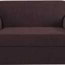 H.VERSAILTEX 2 Separate Pieces Stretching Loveseat Slipcover/Furniture Cover Love Seat, Thick and Durable Jacquard Covers Suit for T Cushion/Box Cushion, Easy to Put on (Loveseat, Brown)