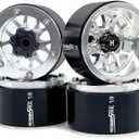 HOBBYSOUL 4pcs 1.9 Beadlock Wheels -10.5mm Negative Offset Rims 33mm Wide for TRX4 SCX10 Gen8 1/10 RC Mud Crawler Truck Upgrades