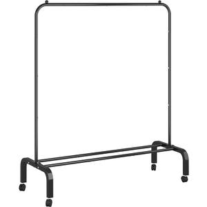 OTROUWORHT Rolling Clothes Rack Metal Clothing Rack with Wheels Garment Rack with Bottom Shelf for Hanging Clothes Shirts Jeans and Coats Black