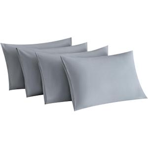 MINIPANDA Light Grey Pillowcases Set of 4 Standard Size- Gray Pillow Cases Super Soft, Smooth and Breathable - Envelope Design - Machine Washable Lightweight (20X26 Inches (4 Piece))