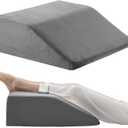 Bedluxe Leg Elevation Pillows, Leg Pillows for Sleeping, Cooling Gel Memory Foam Top, Wedge Pillow for Legs, Leg Wedges for Circulation, Swelling, After Surgery - Removable Cover (6 Inch, Dark Grey) (22*24+6)