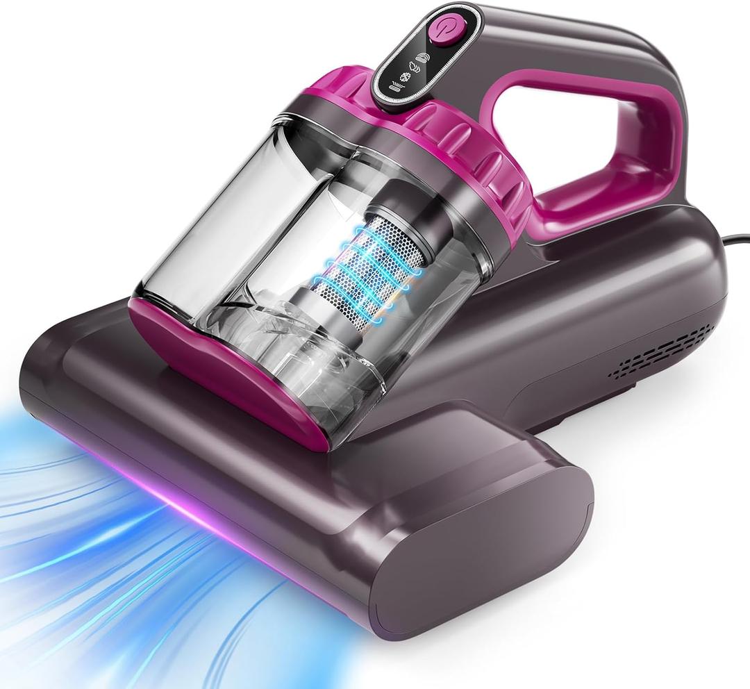 BYHUME Mattress Vacuum Cleaner, 17Kpa 650W Bed Vacuum Cleaner, 273nm UV-C Light & Ultrasonic 145F Heating, 80000 RPM/Min Brushroll Rotation, Wide Suction Port for Pillows Cribs Sofa, Black Corded