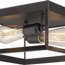 Emliviar 2-Light Ceiling Light, 12" Flush Mount Ceiling Lighting Fixture, Oil Rubbed Bronze Finish, 3040-2 ORB