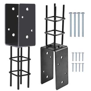 2 Pack 4"x 4" Heavy Duty U-Shape Concrete Post Anchor, 5mm 6 Gauge Post Holder for Terrace Psot Base, Wood Gazebo, Fences, Deck Railings WoodInner Dia 3.5"x3.5"