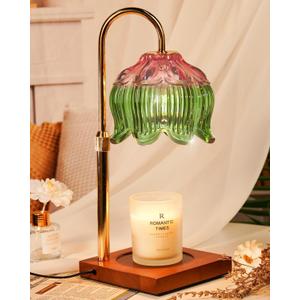 Flower Candle Warmer Lamp with Timer Dimmable, Adjustable Height Mothers Day Birthday Gifts for Women Mom House Warming Gifts New Home Bedroom Decor, Candle Warmer Light for Jar Candle Pink Green