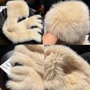 Genuine Leather Snow Hat Scarf Hat Integrated Hats Warm and Advanced Double-Sided Thickened Plush Ear Protection Cap