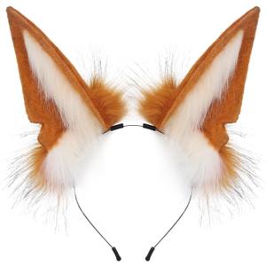 hbbhml Handmade Animal Fur Wolf Fox Ears Headband Cosplay Headwear Hair Hoop Head Accessories for Halloween Party