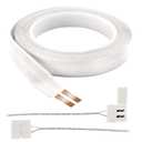 FRANKEVER 24 Guage Hidden Super Flat Audio Cable Suitable for Audio Wire LED Lighting Connection and Other Low Voltage Appliance Connection 12mm (Wire(50 ft)+2 ConnectorsD)